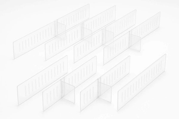 Clear Plastic Expandable Drawer Dividers for Socks Underwear and Makeup Organization Set of 8 Transparent Storage Separators