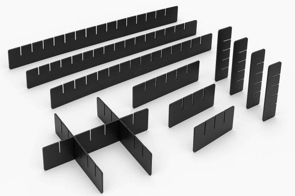 Customizable Drawer Dividers for Craft Supplies and Tool Chest Organization Set of 8 Durable Black Storage Separators Professional