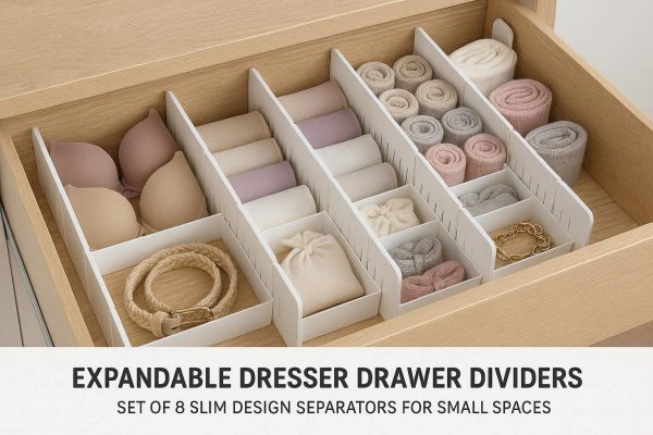 Expandable Dresser Drawer Dividers for Intimates and Accessories Organization Set of 8 Slim Design Separators for Small Spaces