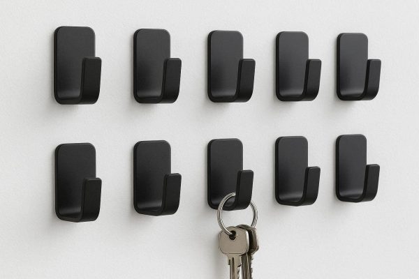 Modern Matte Black Small Wall Hooks for Modern Home Decor Set of 8 Minimalist Metal Hangers for Keys