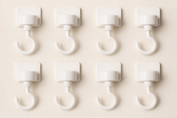 Small Swivel Ceiling Hooks for Hanging Plants and Lightweight Decor Set of 8 White Rotating Adhesive Hangers Indoor